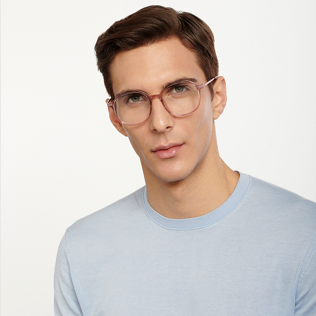 Lenskart Air Online Pink Transparent Full Rim Round left side