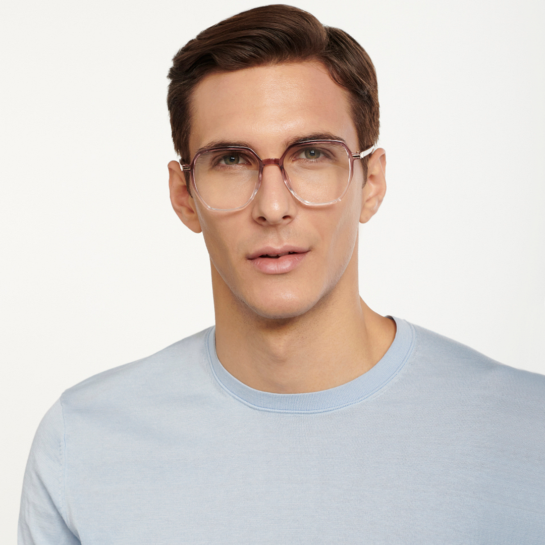 Lenskart Air Online Pink Transparent Full Rim Geometric left side