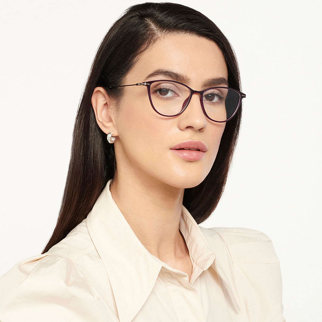 Lenskart Air Online Purple Transparent Full Rim Cat Eye right side