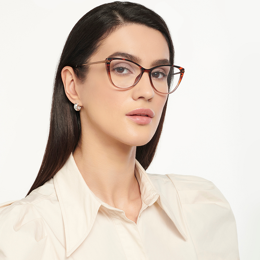 Lenskart Air Online Brown Transparent Full Rim Cat Eye right side
