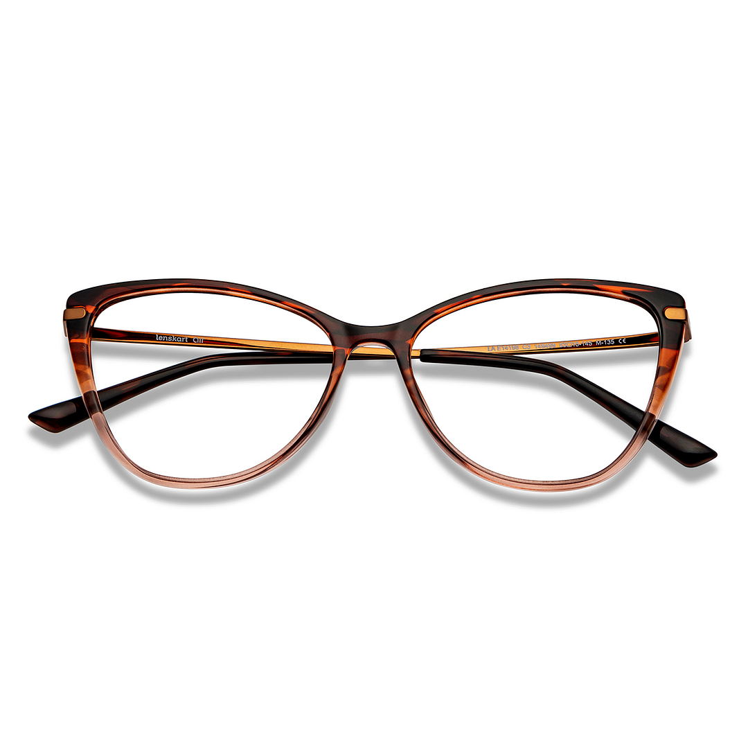 Lenskart Air Online Brown Transparent Full Rim Cat Eye left side