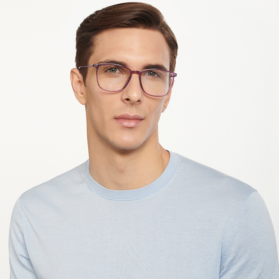 Lenskart Air Online Purple Transparent Full Rim Square left side