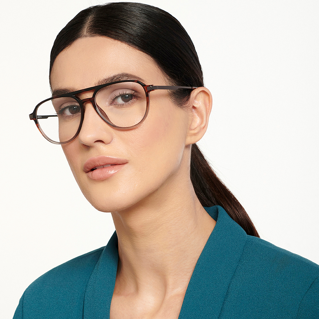 Lenskart Air Online Brown Transparent Full Rim Aviator right side