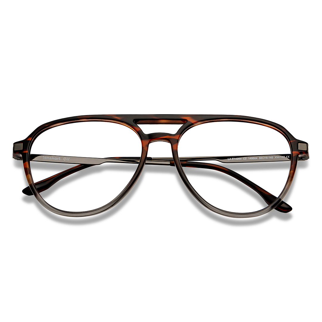 Lenskart Air Online Brown Transparent Full Rim Aviator left side