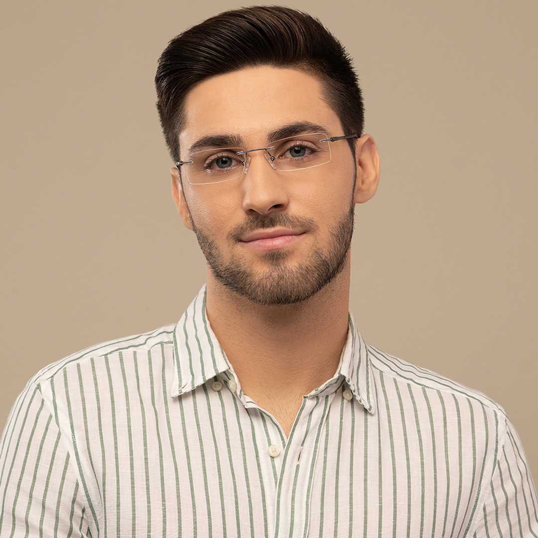 Lenskart Air Online Mid Gunmetal Rimless Rectangle right side