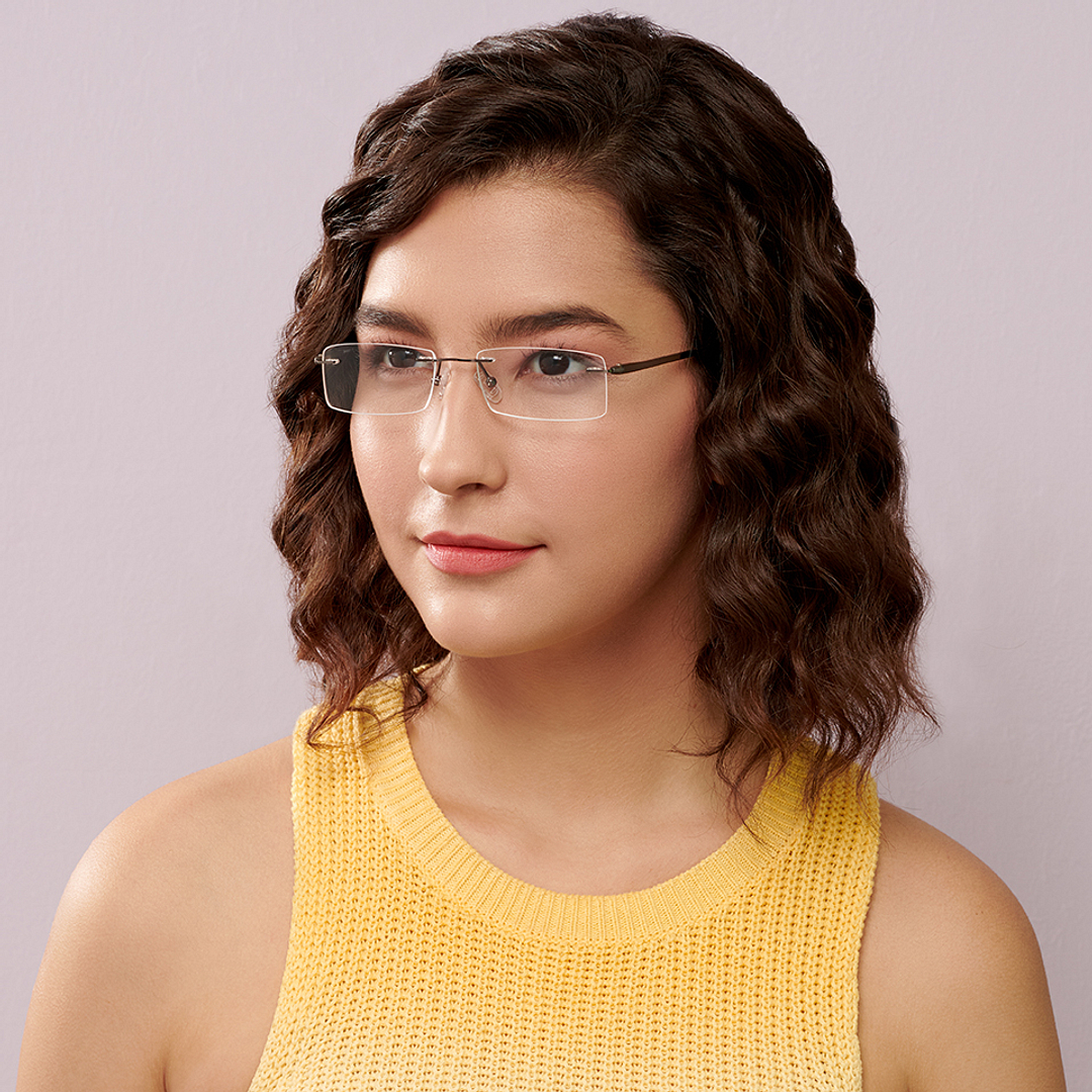 Lenskart Air Online Mid Gunmetal Rimless Rectangle right side