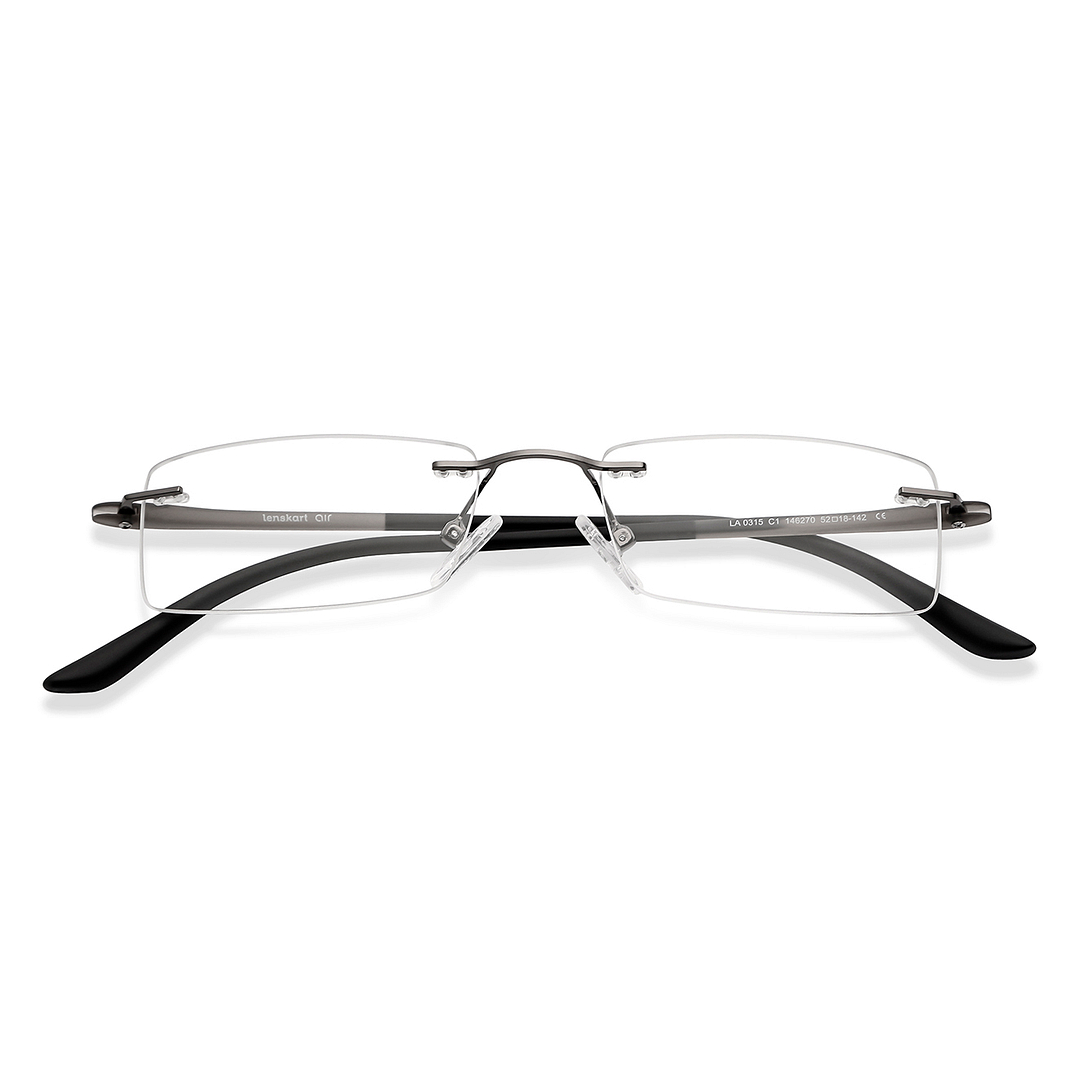 Lenskart Air Online Mid Gunmetal Rimless Rectangle left side