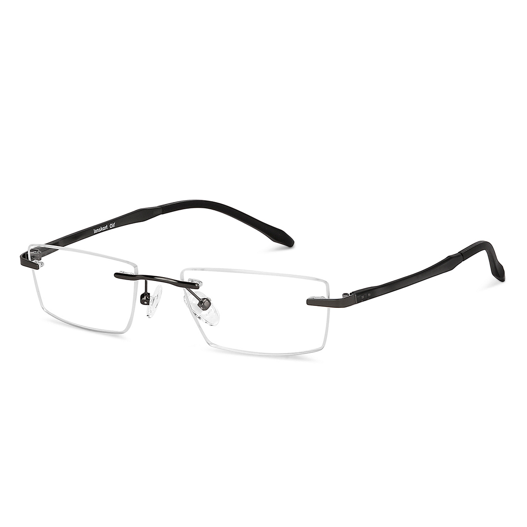 Lenskart Air Online Mid Gunmetal Rimless Rectangle right side