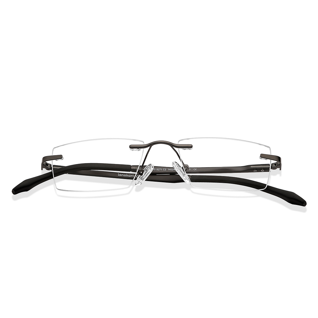 Lenskart Air Online Mid Gunmetal Rimless Rectangle left side