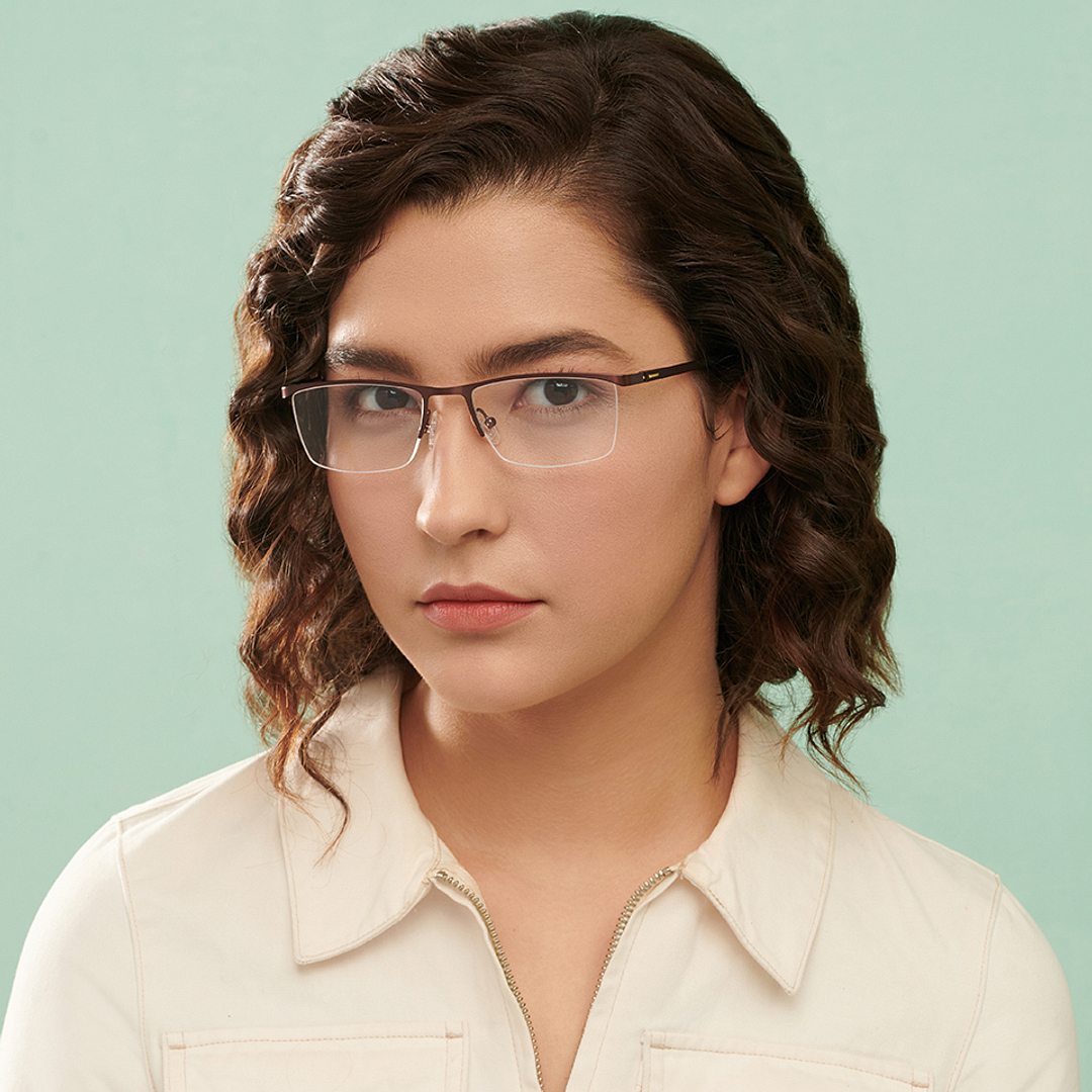 Lenskart Air Online Light Brown Half Rim Rectangle left side