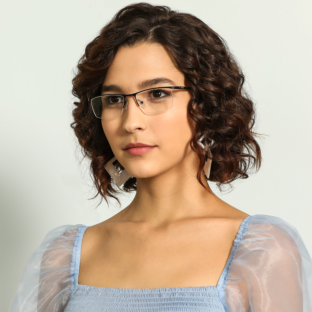 Lenskart Air Online Black Half Rim Rectangle left side