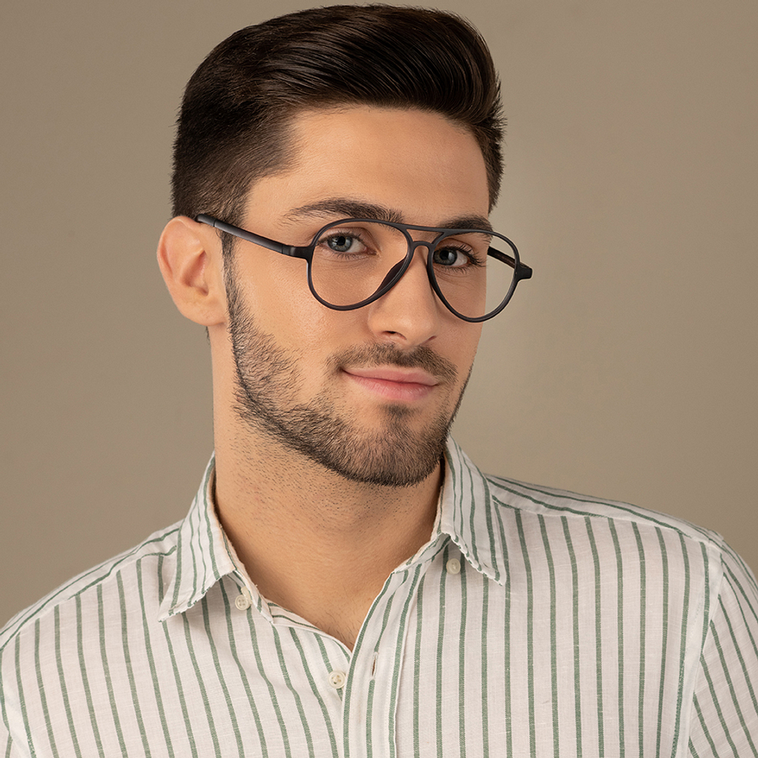 Lenskart Air Online Light Gray Full Rim Aviator left side