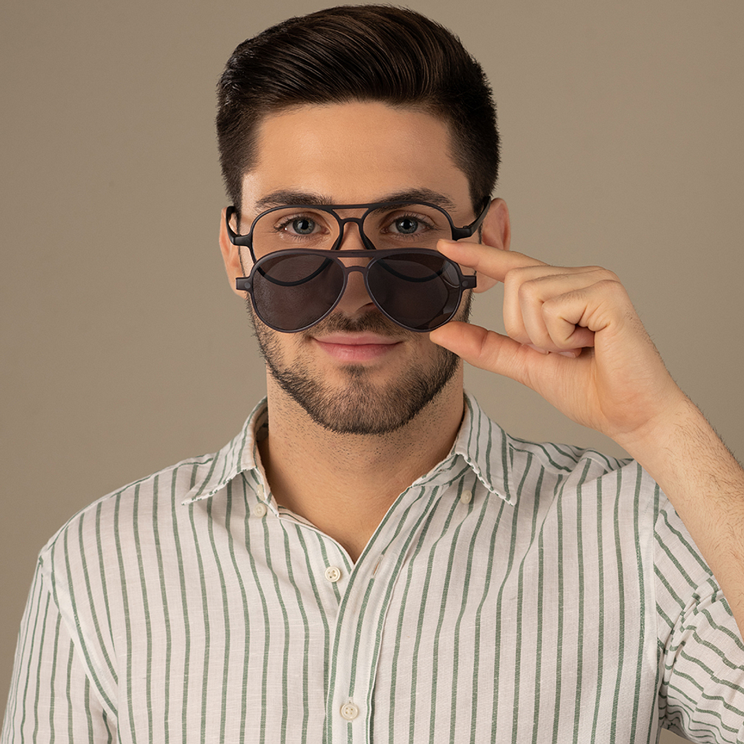 Lenskart Air Online Light Gray Full Rim Aviator right side