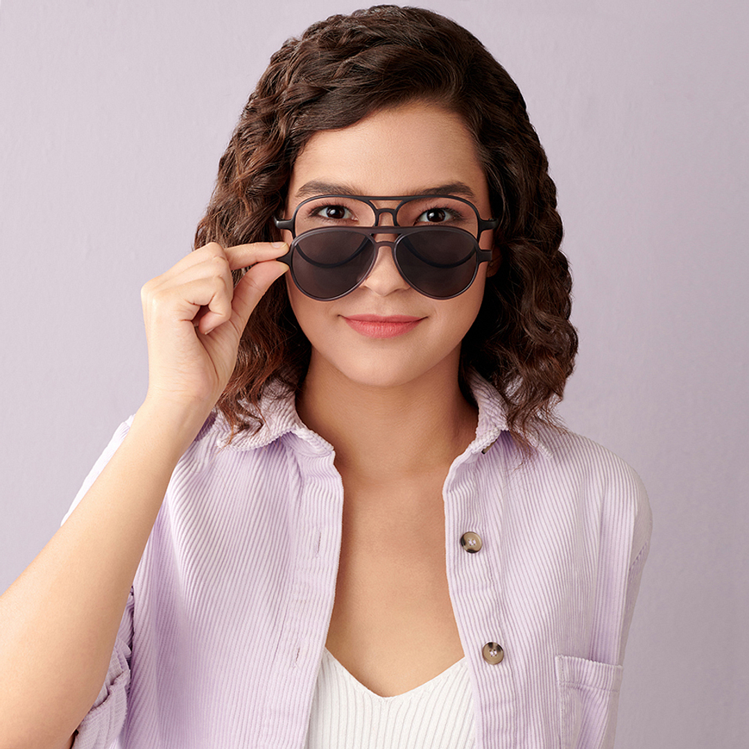 Lenskart Air Online Light Gray Full Rim Aviator right side