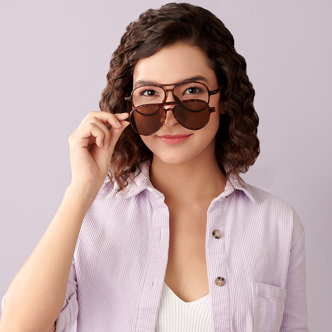 Lenskart Air Online Light Brown Full Rim Aviator left side