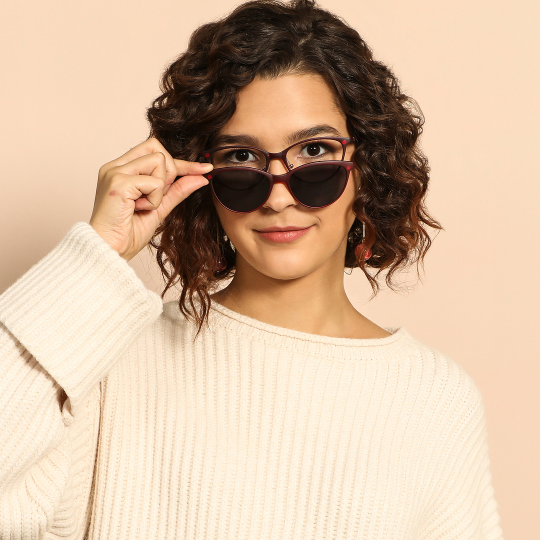 Lenskart Air Online Red Full Rim Cat Eye left side