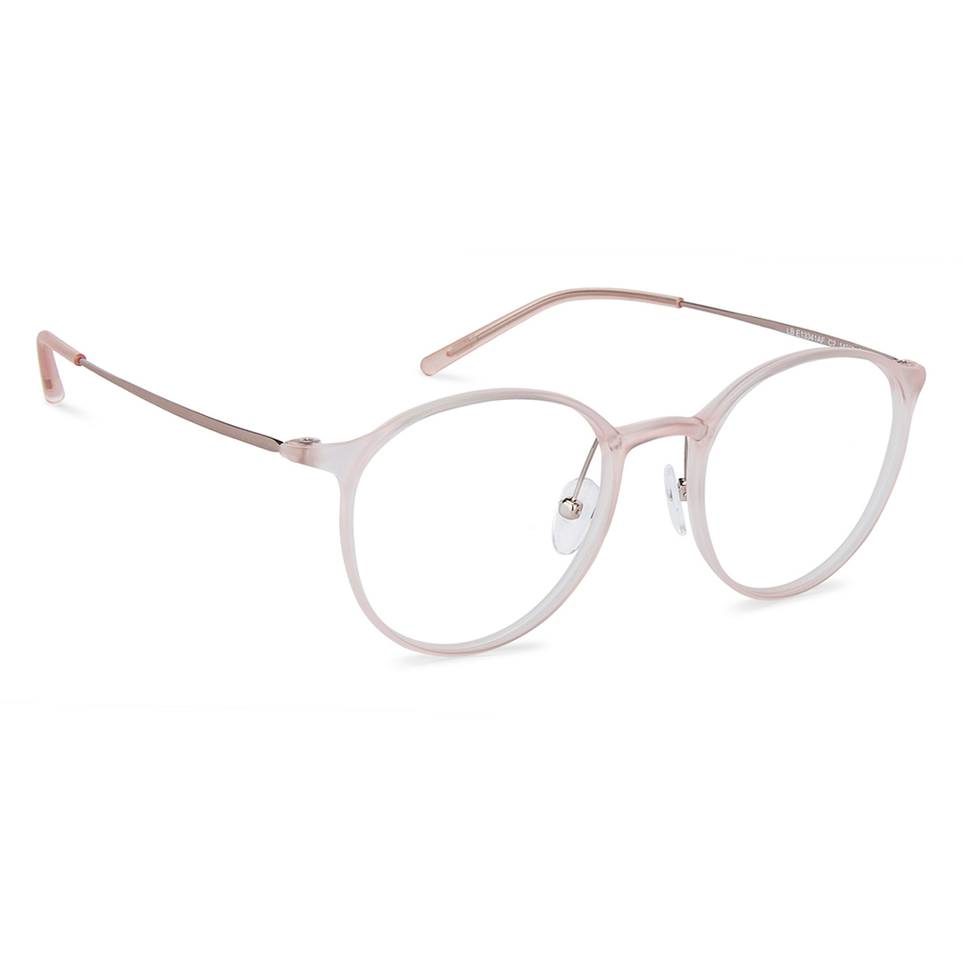 Lenskart BLU Screen Glasses Blue Block Zero Power Screen Glasses: Transparent Pink Full Rim Round Lenskart BLU Blu Glasses LB E13341AF-C2 left side