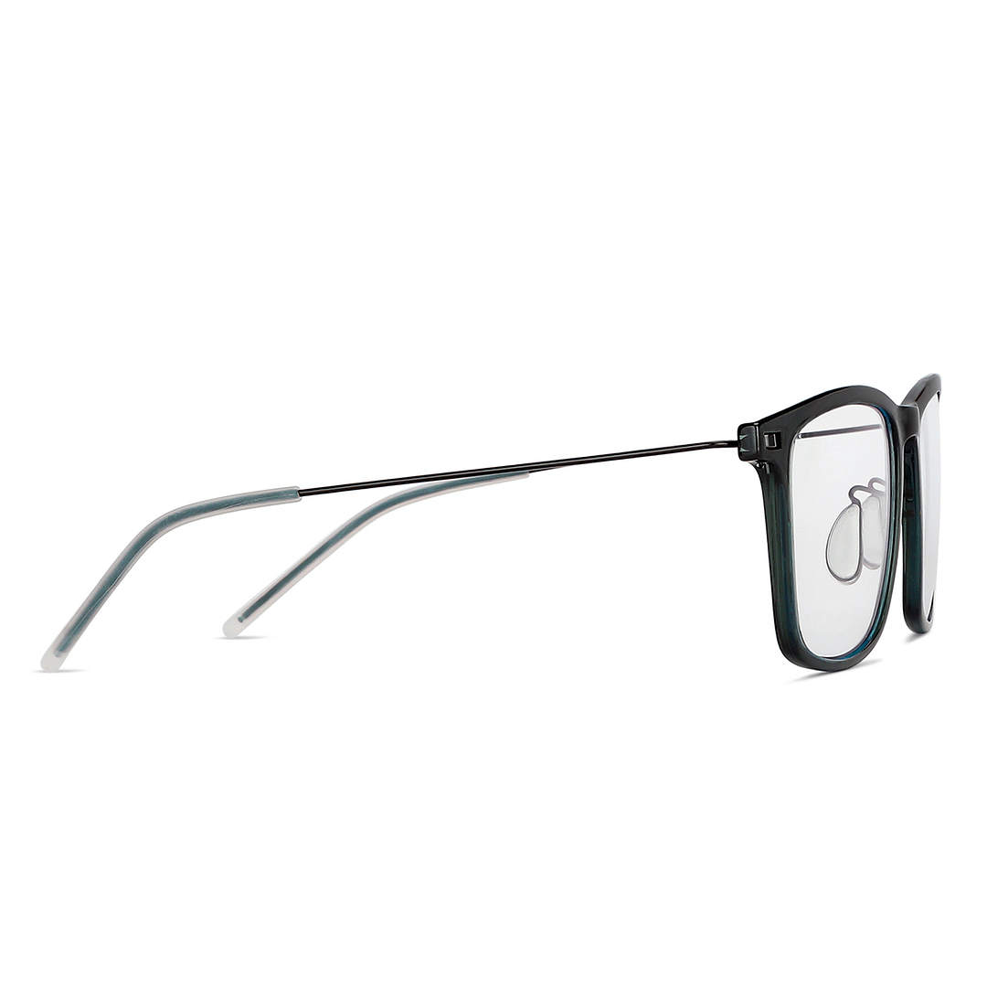 Lenskart BLU Screen Glasses Blue Block Zero Power Screen Glasses: Green Black Full Rim Square Lenskart Blu L BE13533-C4 left side