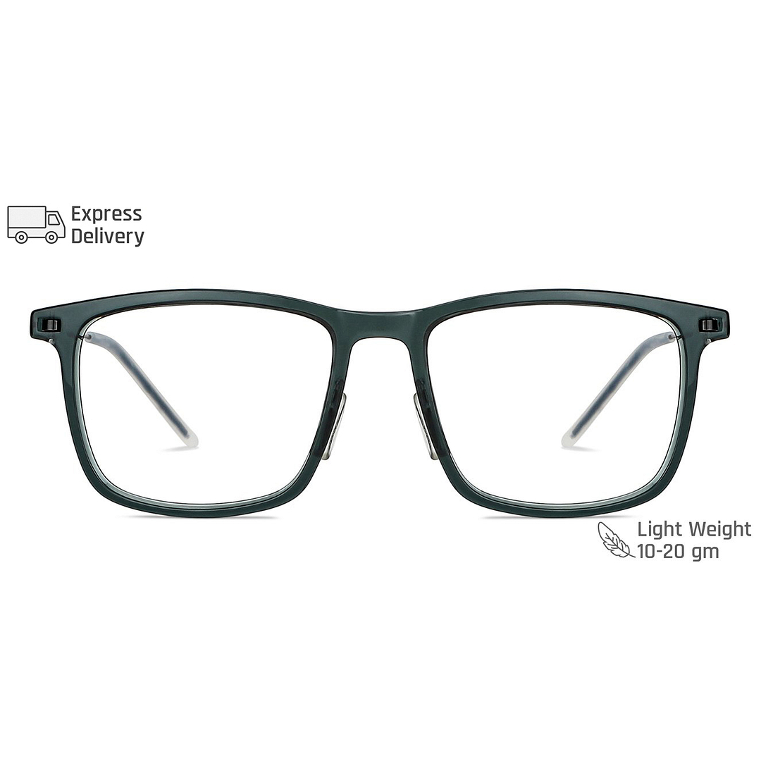 Lenskart BLU Screen Glasses Blue Block Zero Power Screen Glasses: Green Black Full Rim Square Lenskart Blu L BE13533-C4 right side
