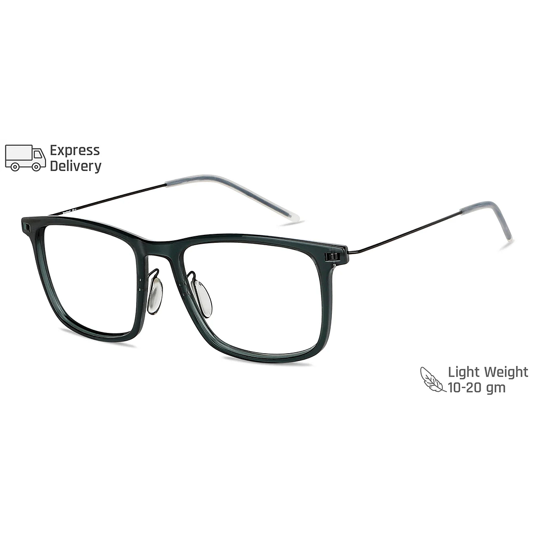 Lenskart BLU Screen Glasses Blue Block Zero Power Screen Glasses: Green Black Full Rim Square Lenskart Blu L BE13533-C4 left side