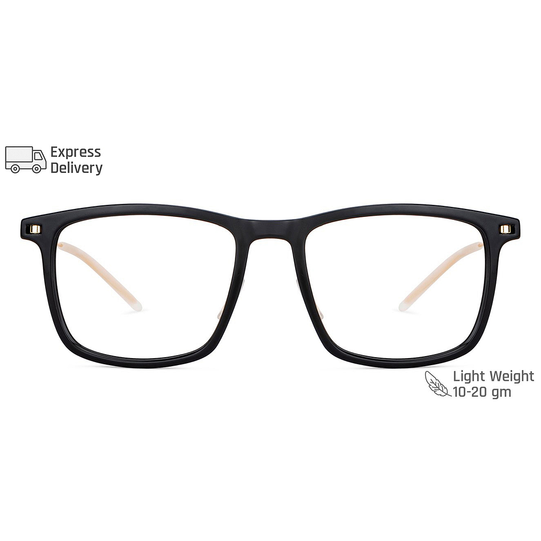 Lenskart BLU Screen Glasses Blue Block Zero Power Screen Glasses : Black Gold Full Rim Square Lenskart BLU LB E13533-C5 right side