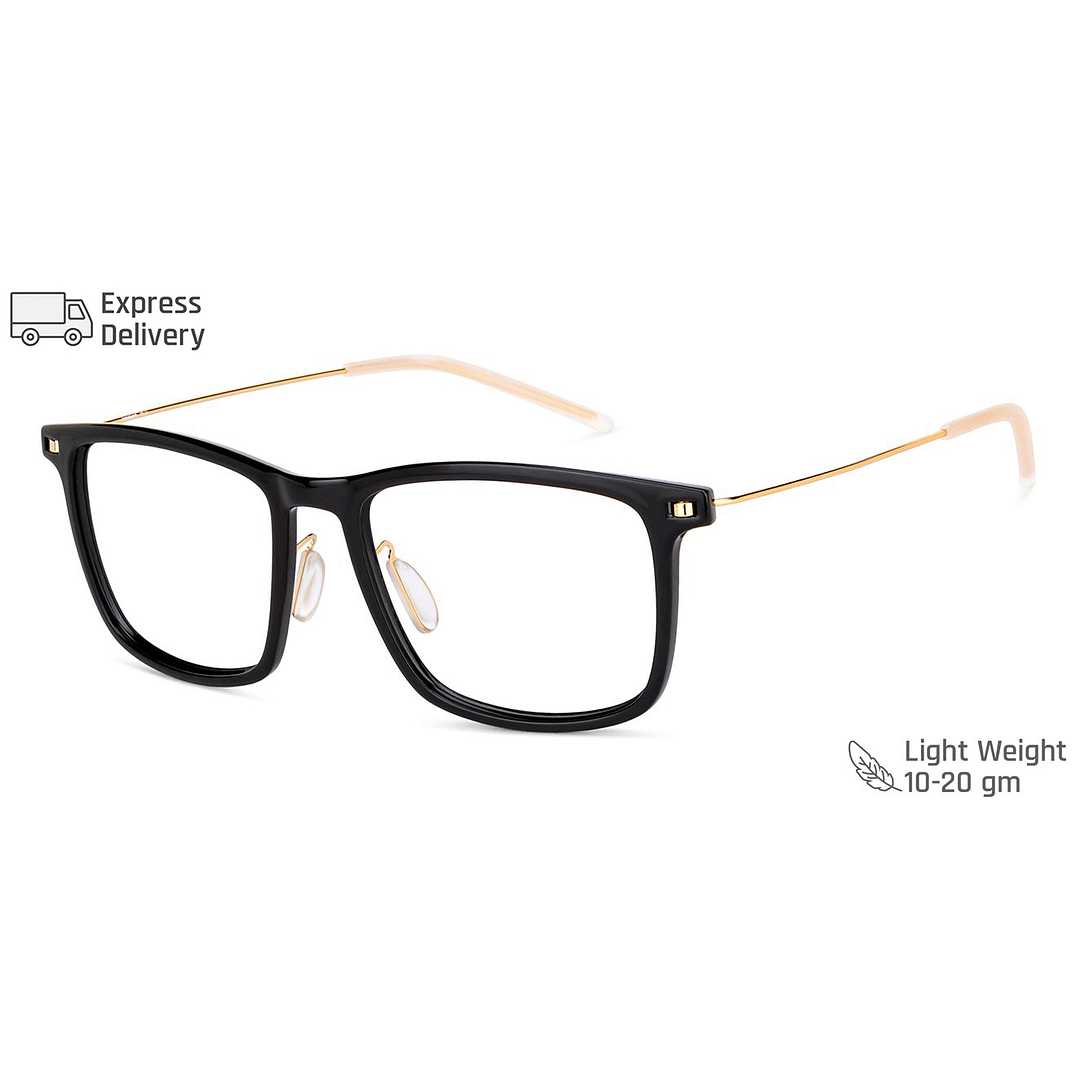 Lenskart BLU Screen Glasses Blue Block Zero Power Screen Glasses : Black Gold Full Rim Square Lenskart BLU LB E13533-C5 left side