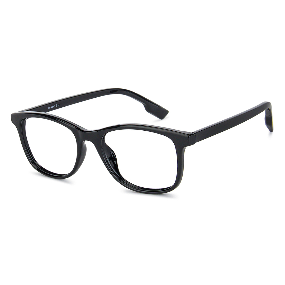 Lenskart BLU Screen Glasses Blue Block Zero Power Screen Glasses: Black Full Rim Round Lenskart BLU Glasses LB E13534-C5 left side