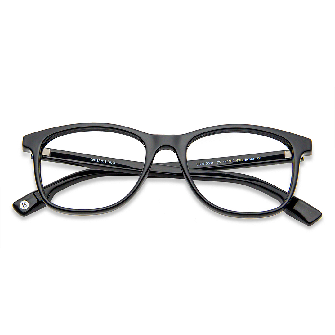 Lenskart BLU Screen Glasses Blue Block Zero Power Screen Glasses: Black Full Rim Round Lenskart BLU Glasses LB E13534-C5 right side