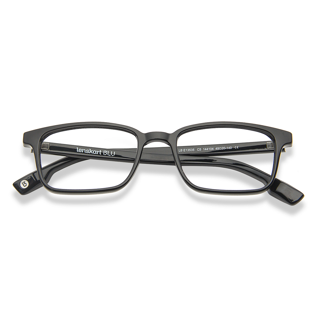 Lenskart BLU Screen Glasses Blue Block Zero Power Screen Glasses: Black Full Rim Rectangle Lenskart BLU LB E13535-C5 left side