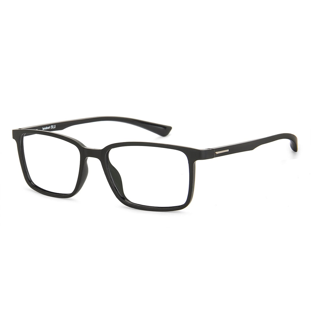 Lenskart BLU Screen Glasses Blue Block Zero Power Screen Glasses : Matte Black Full Rim Rectangle Lenskart BLU LB E13737-C1 right side