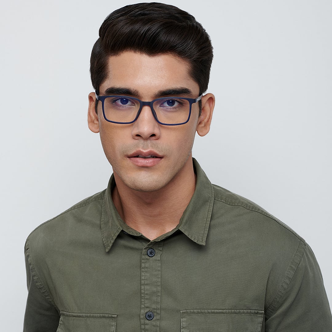 Lenskart BLU Screen Glasses Blue Block Zero Power Screen Glasses : Navy Blue Full Rim Rectangle Lenskart Blu LB E13737-C2 right side