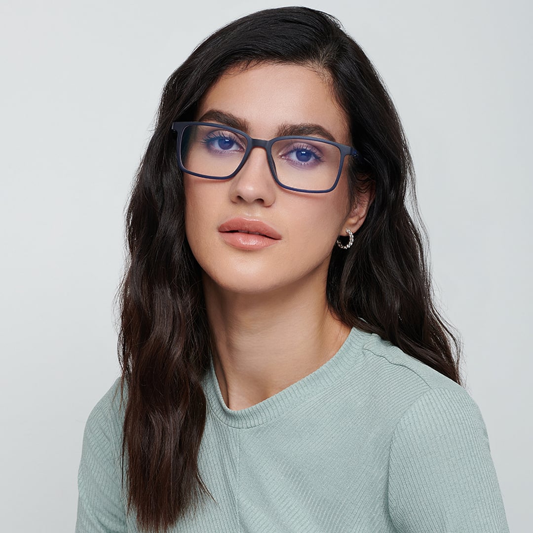 Lenskart BLU Screen Glasses Blue Block Zero Power Screen Glasses : Navy Blue Full Rim Rectangle Lenskart Blu LB E13737-C2 right side