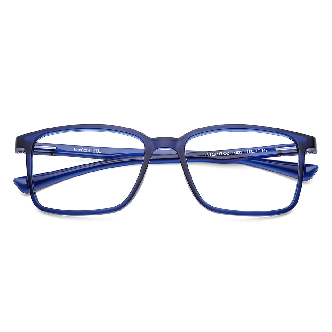 Lenskart BLU Screen Glasses Blue Block Zero Power Screen Glasses : Navy Blue Full Rim Rectangle Lenskart Blu LB E13737-C2 left side