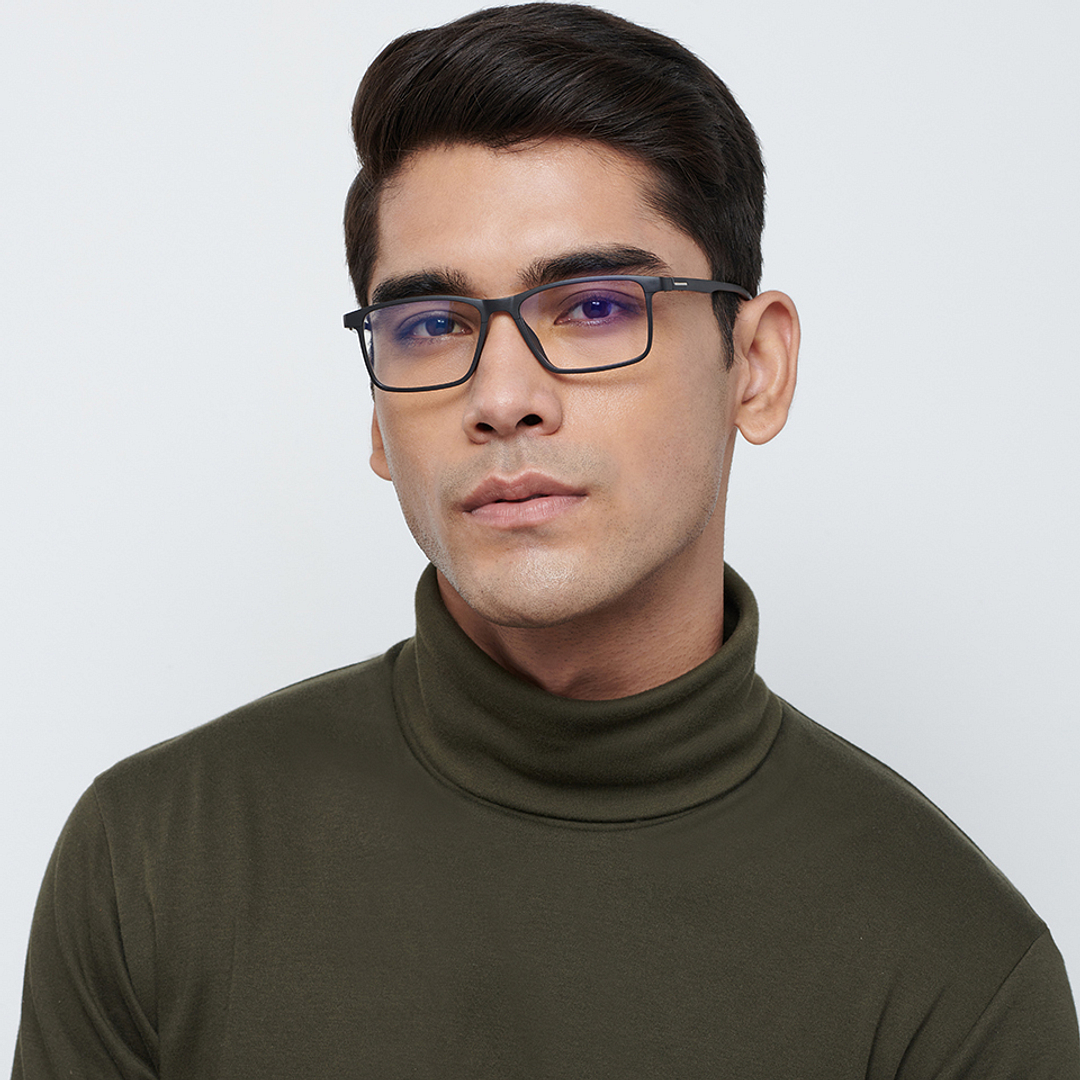 Lenskart BLU Screen Glasses Blue Block Zero Power Screen Glasses : Matte Black Full Rim Rectangle Lenskart BLU LB E13738-C1 right side