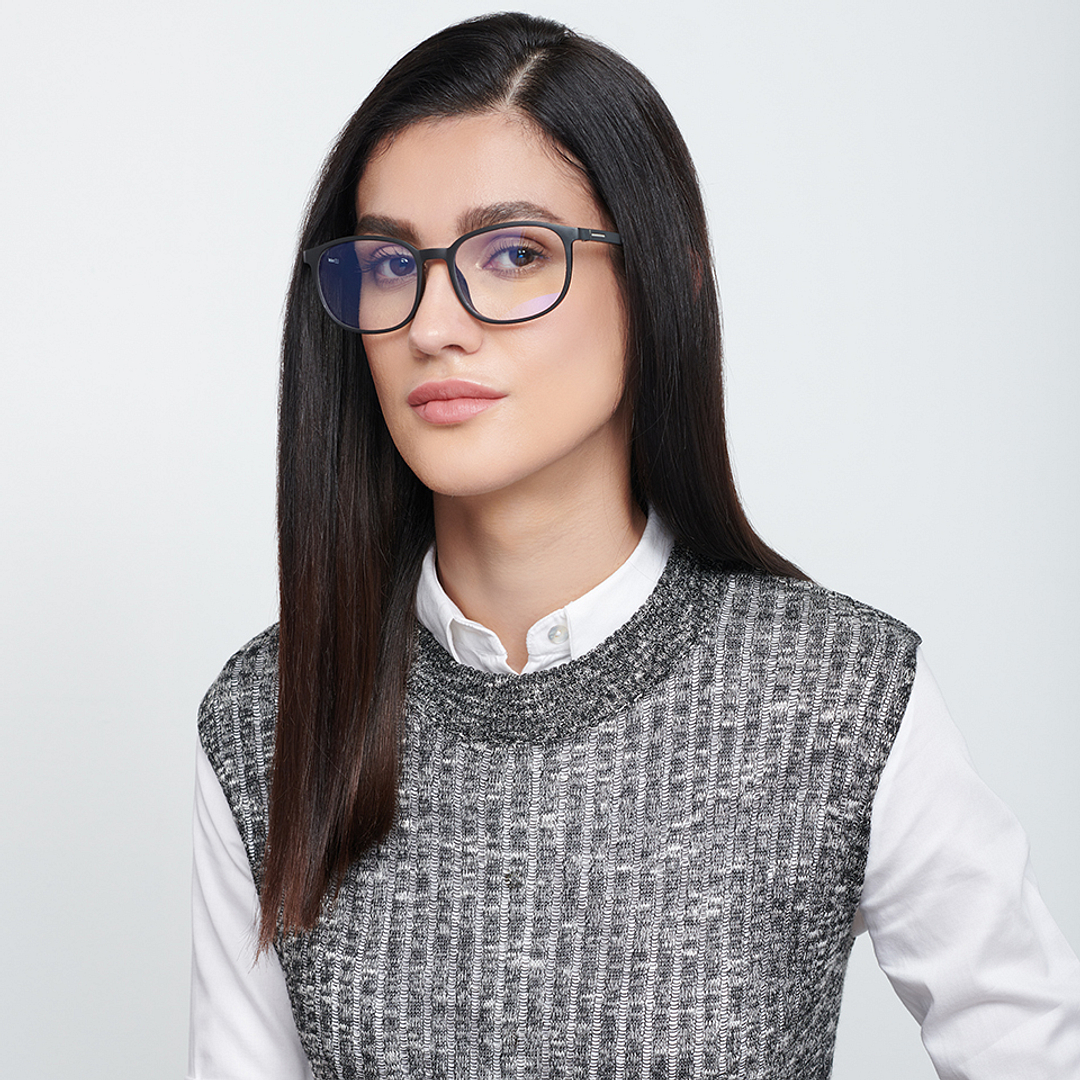 Lenskart BLU Screen Glasses Blue Block Zero Power Screen Glasses : Matte Black Full Rim Square Lenskart BLU LB E13739-C1 right side