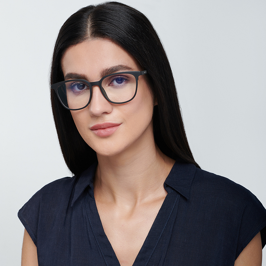 Lenskart BLU Screen Glasses Blue Block Zero Power Screen Glasses : Matte Black Full Rim Square Lenskart BLU LB E13740-C1 left side