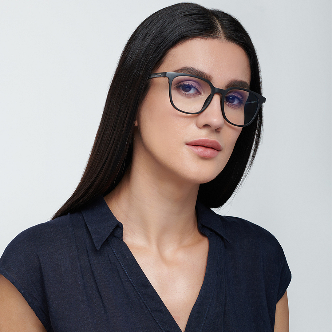 Lenskart BLU Screen Glasses Blue Block Zero Power Screen Glasses : Matte Black Full Rim Square Lenskart BLU LB E13740-C1 right side