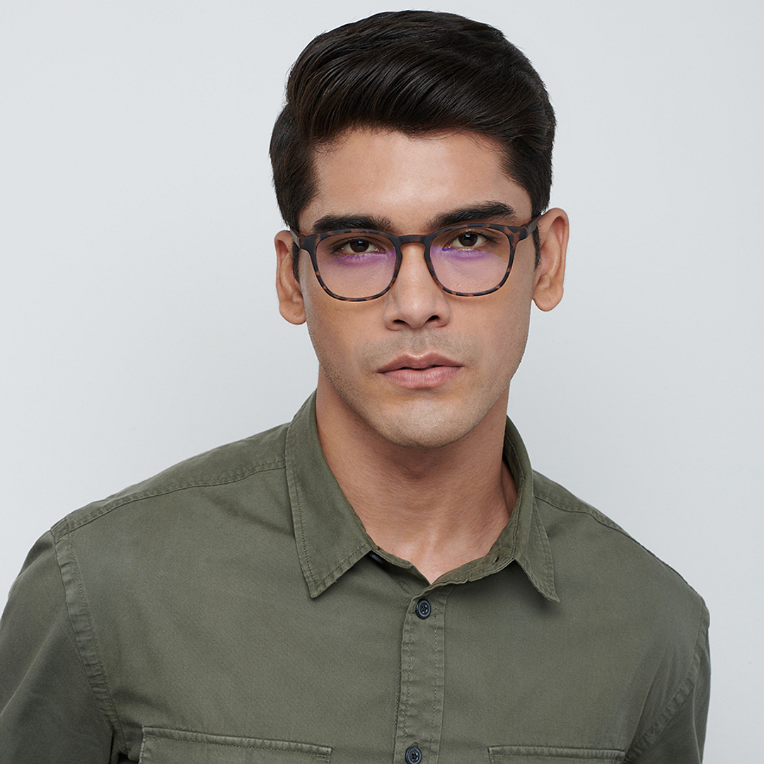Lenskart BLU Screen Glasses Blue Block Zero Power Screen Glasses: Tortoise Full Rim Square Lenskart Blu LB E14058-C2 right side