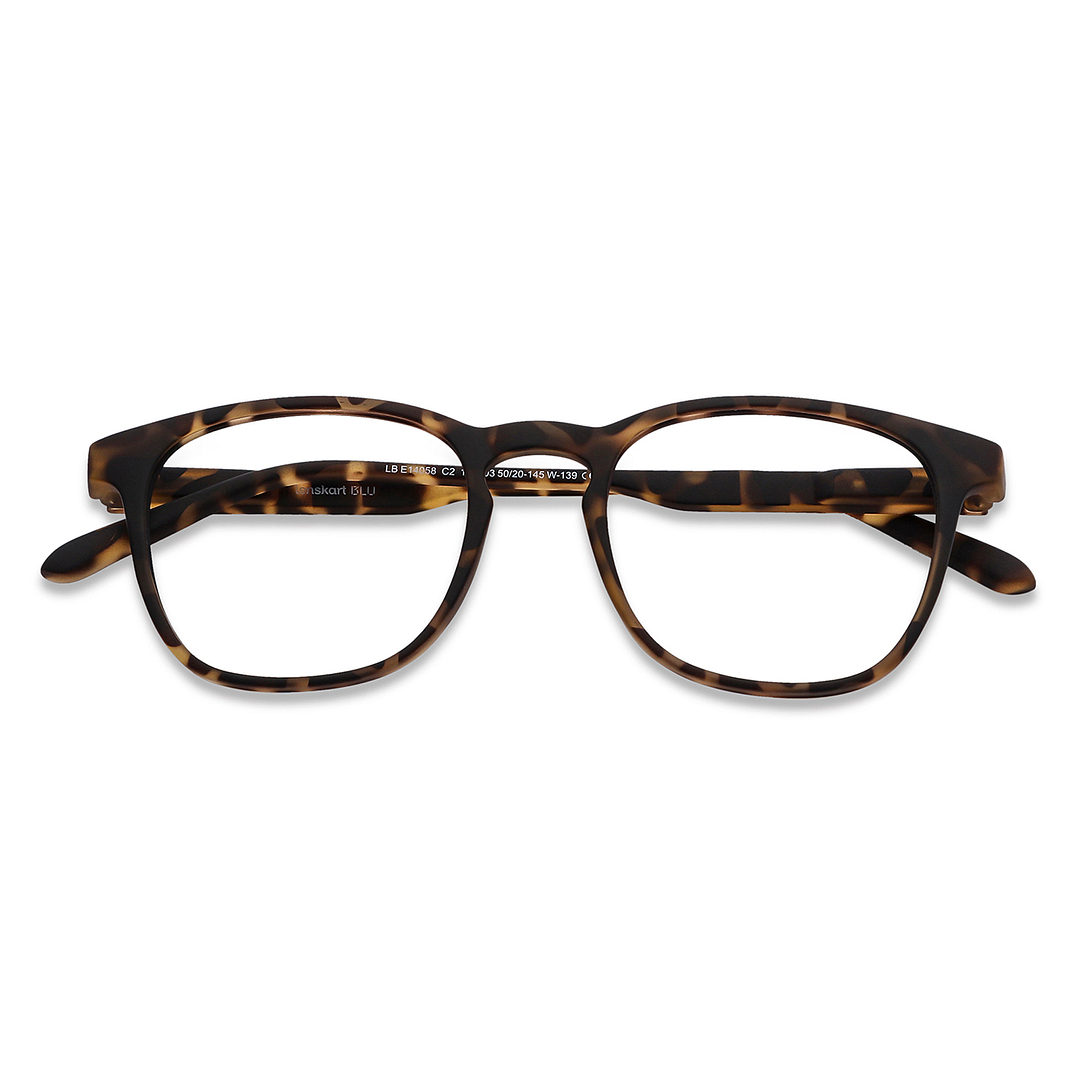 Lenskart BLU Screen Glasses Blue Block Zero Power Screen Glasses: Tortoise Full Rim Square Lenskart Blu LB E14058-C2 left side