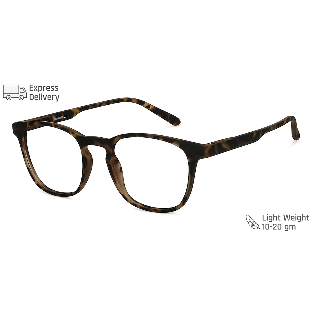 Lenskart BLU Screen Glasses Blue Block Zero Power Screen Glasses: Tortoise Full Rim Square Lenskart Blu LB E14058-C2 right side