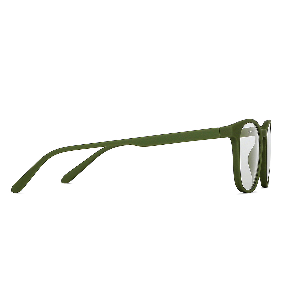 Lenskart BLU Screen Glasses Blue Block Zero Power Screen Glasses: Olive Green Full Rim Square Lenskart Blu LB E14058-C4 left side