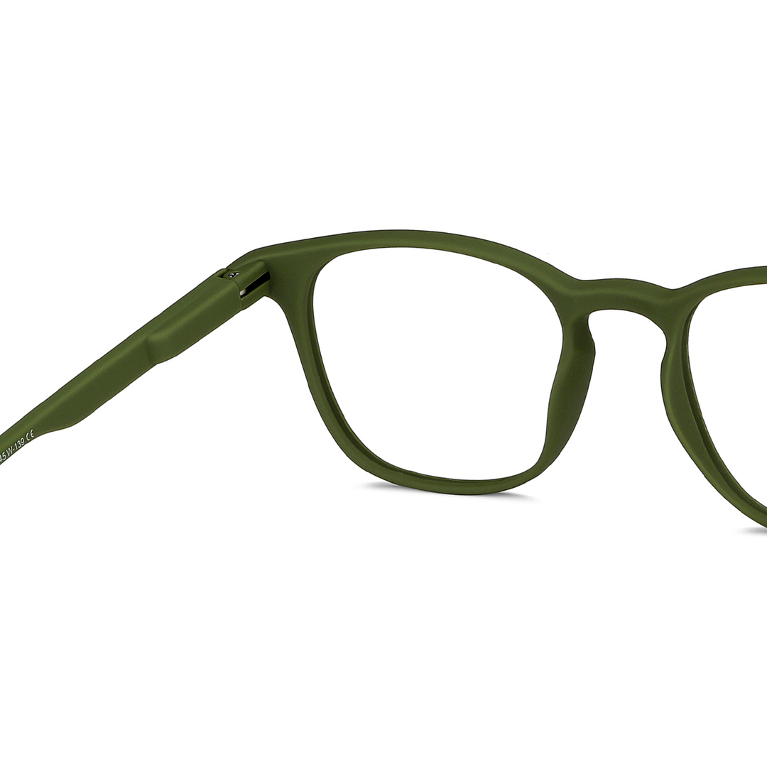 Lenskart BLU Screen Glasses Blue Block Zero Power Screen Glasses: Olive Green Full Rim Square Lenskart Blu LB E14058-C4 right side