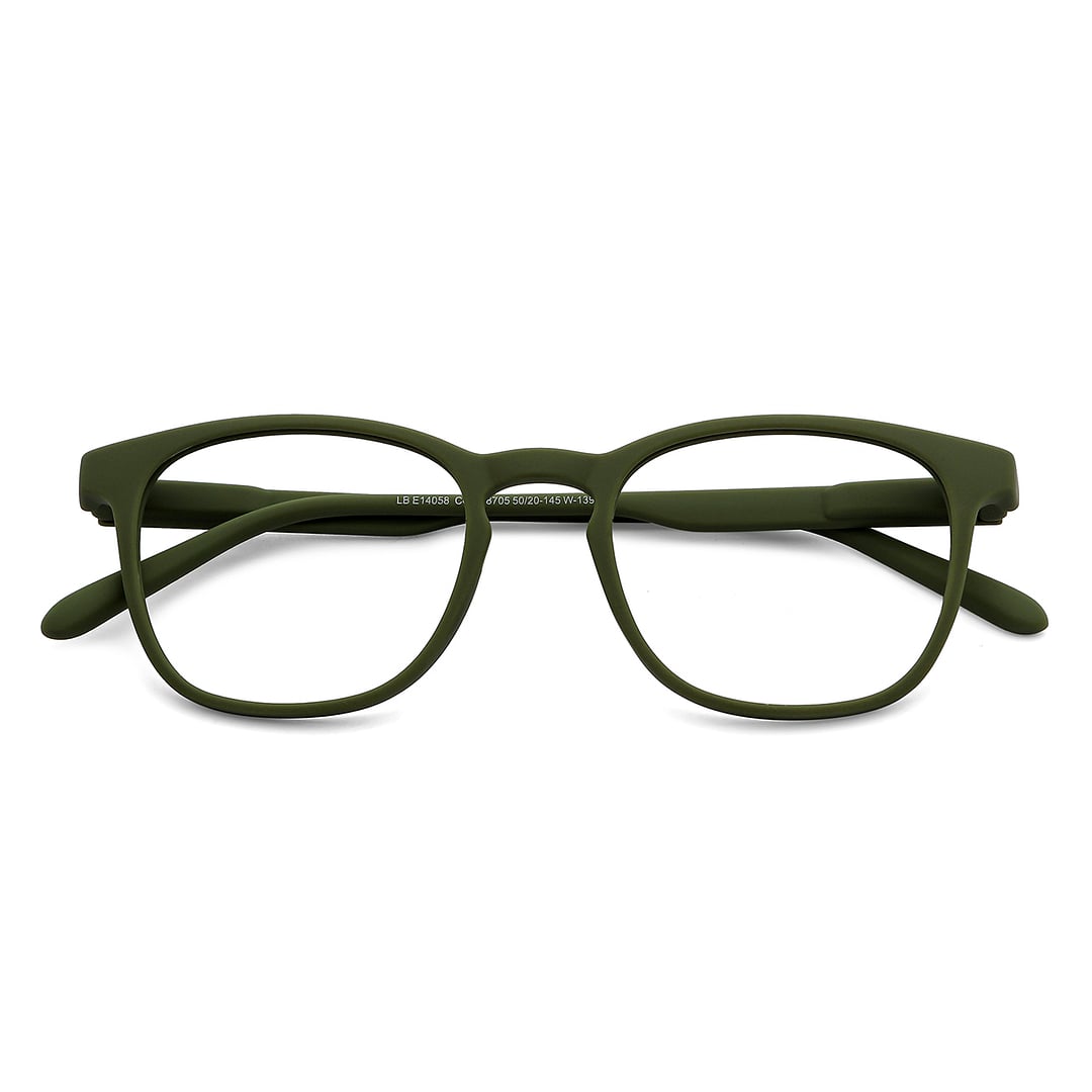 Lenskart BLU Screen Glasses Blue Block Zero Power Screen Glasses: Olive Green Full Rim Square Lenskart Blu LB E14058-C4 left side