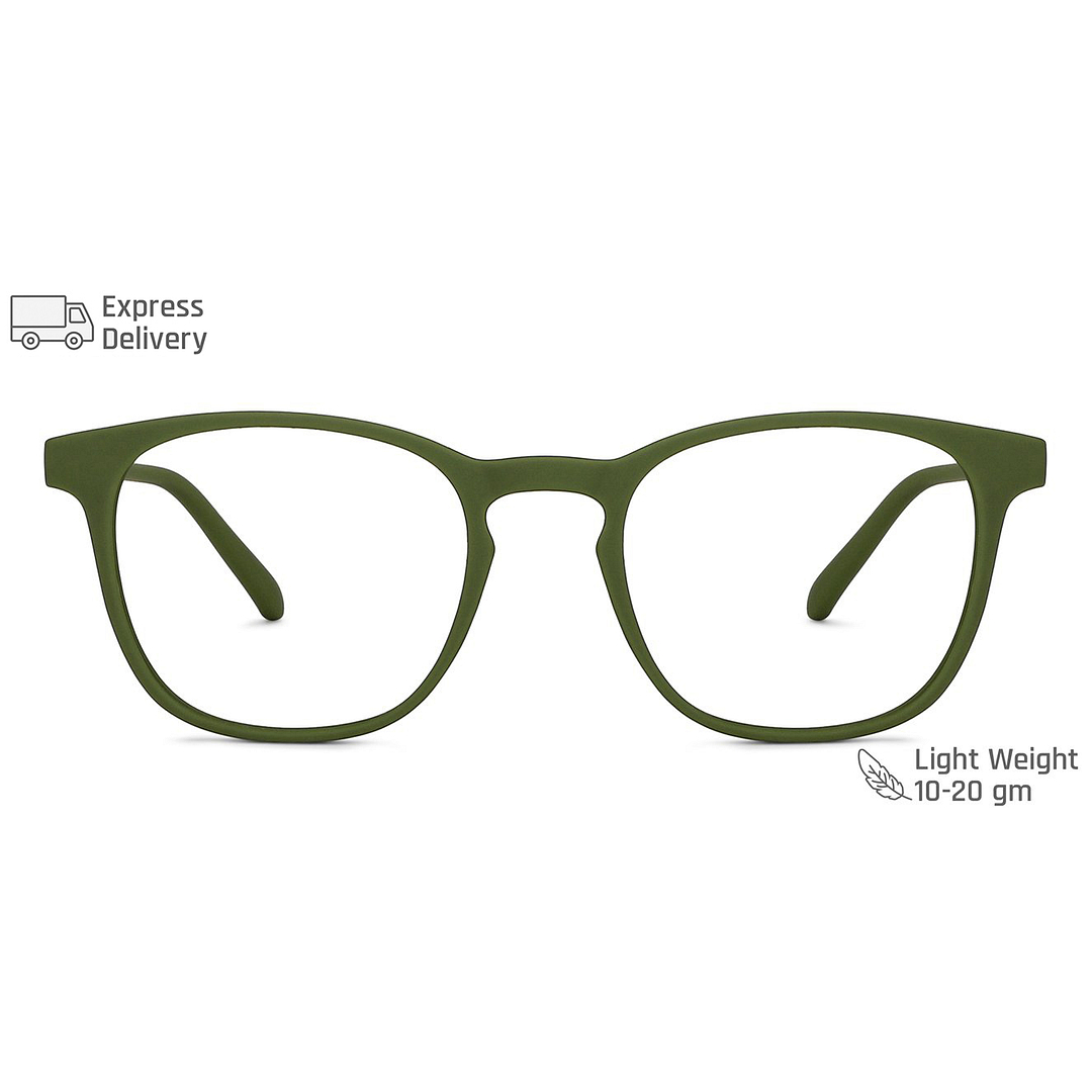 Lenskart BLU Screen Glasses Blue Block Zero Power Screen Glasses: Olive Green Full Rim Square Lenskart Blu LB E14058-C4 right side