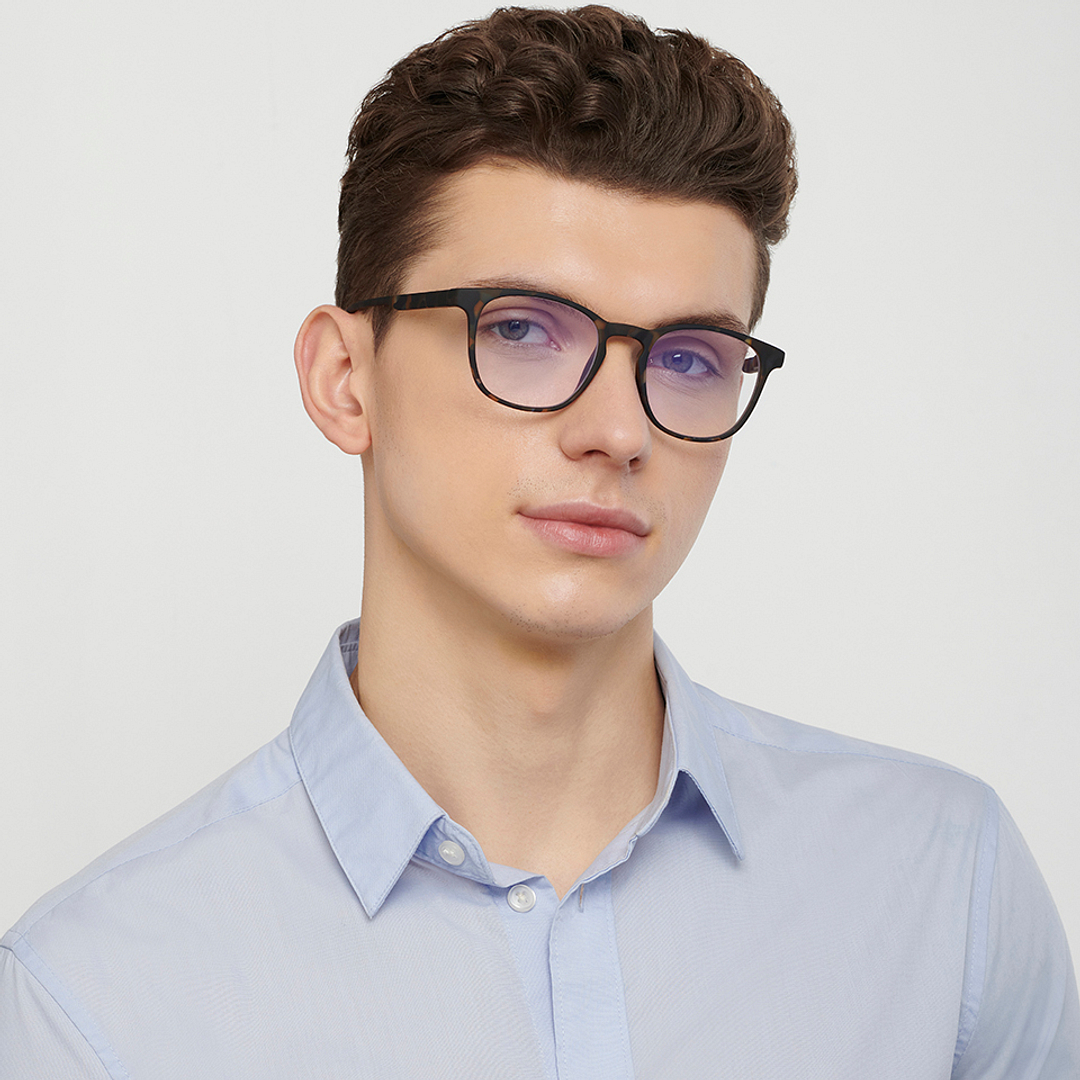 Lenskart BLU Screen Glasses Blue Block Zero Power Screen Glasses: Black Blue Tortoise Full Rim Square Lenskart Blu LB E14058-C5 right side