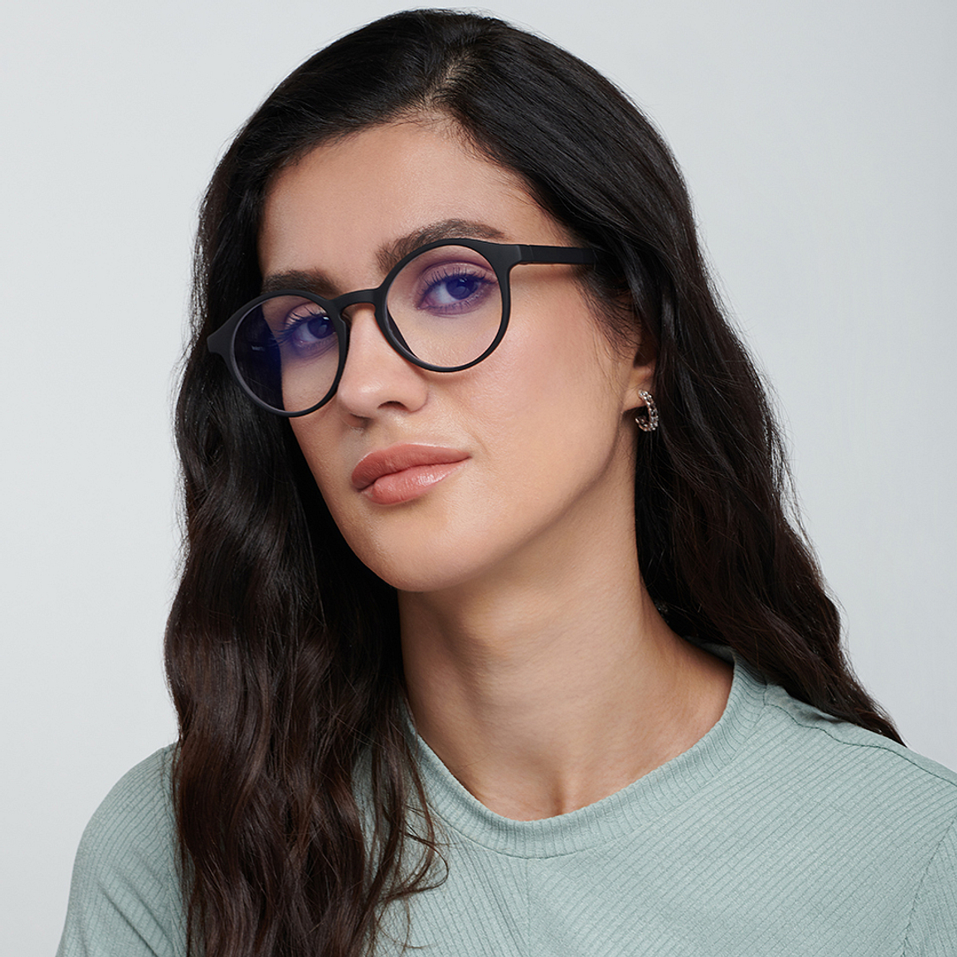 Lenskart BLU Screen Glasses Blue Block Zero Power Screen Glasses: Black Full Rim Round Lenskart Blu LB E14059-C1 right side