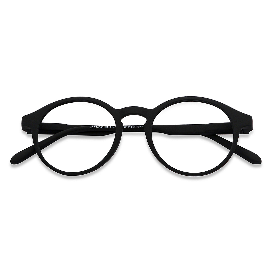 Lenskart BLU Screen Glasses Blue Block Zero Power Screen Glasses: Black Full Rim Round Lenskart Blu LB E14059-C1 left side
