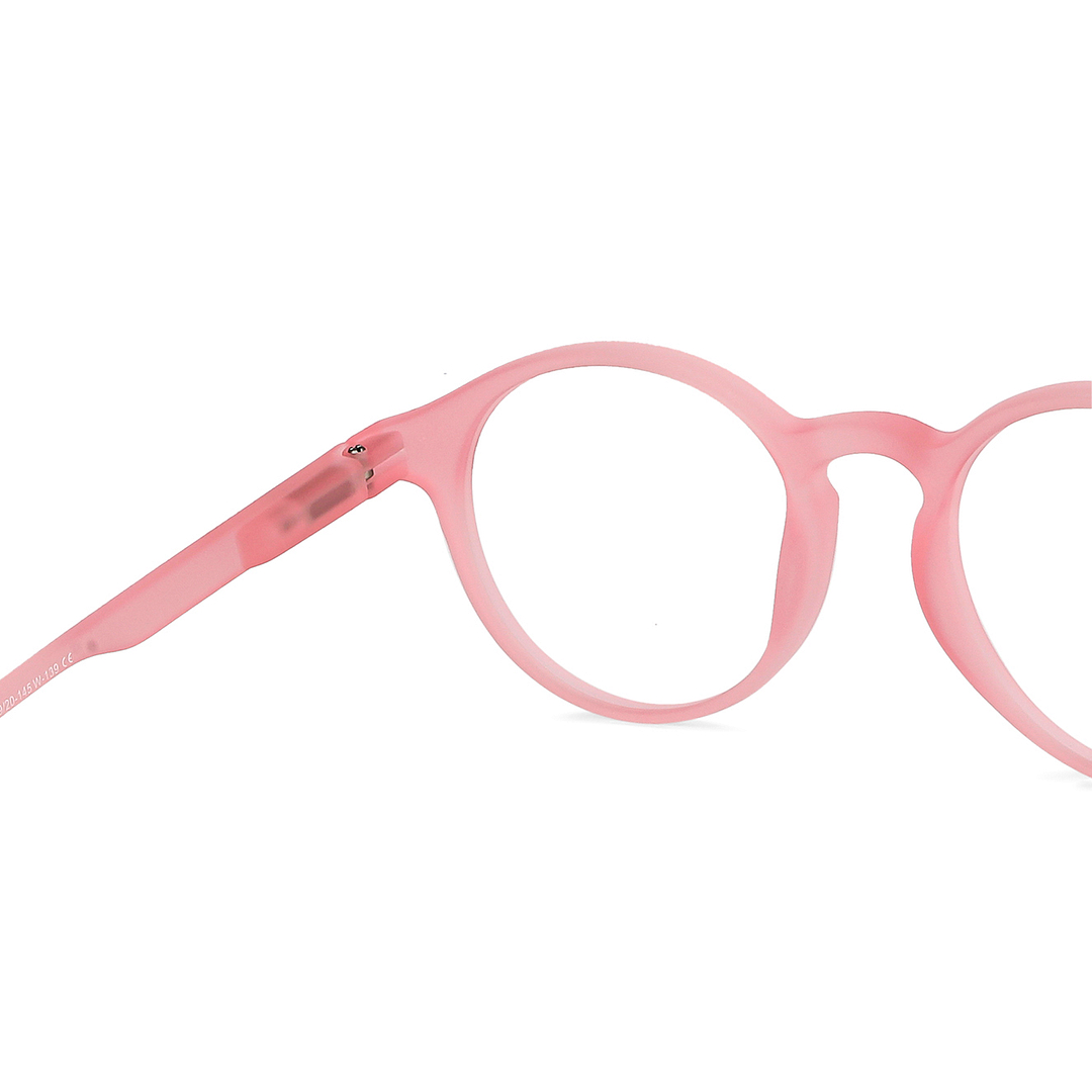 Lenskart BLU Screen Glasses Blue Block Zero Power Screen Glasses: Pink Transparent Full Rim Round Lenskart Blu LB E14059-C4 right side
