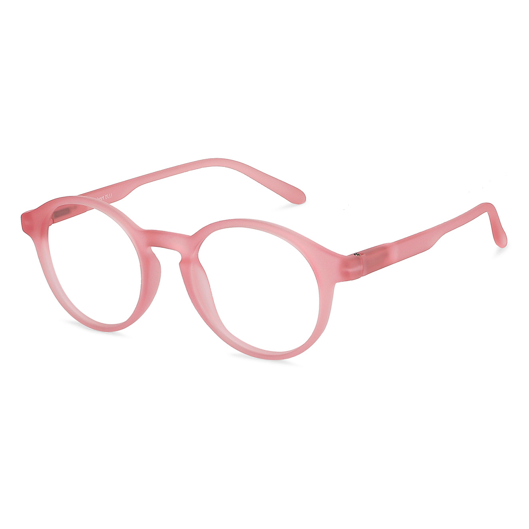 Lenskart BLU Screen Glasses Blue Block Zero Power Screen Glasses: Pink Transparent Full Rim Round Lenskart Blu LB E14059-C4 right side