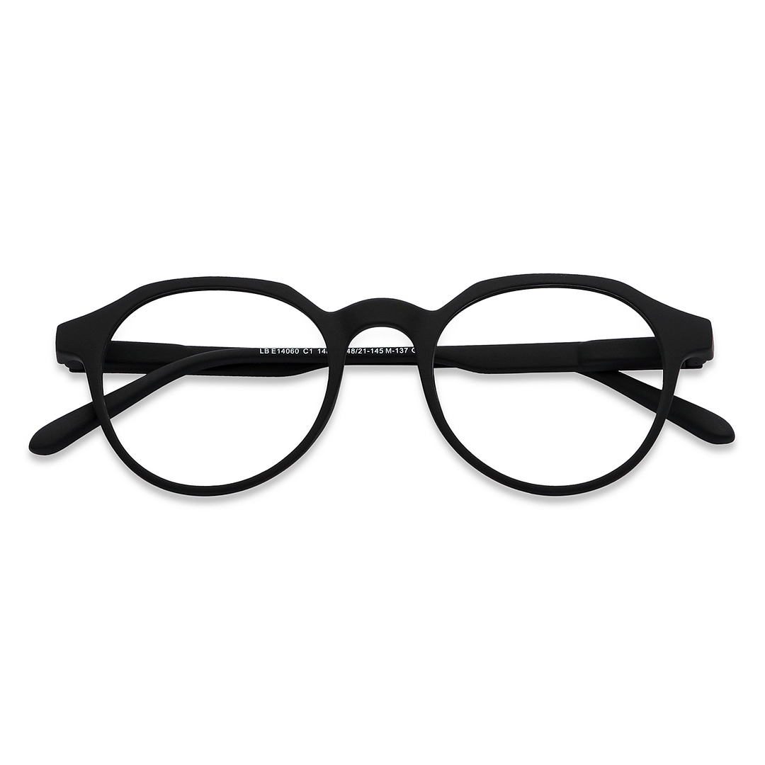 Lenskart BLU Screen Glasses Blue Block Zero Power Screen Glasses: Black Full Rim Round Lenskart Blu LB E14060-C1 left side